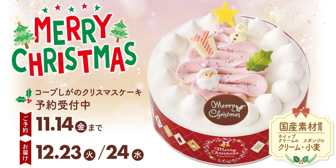 クリスマスケーキ予約受付中です